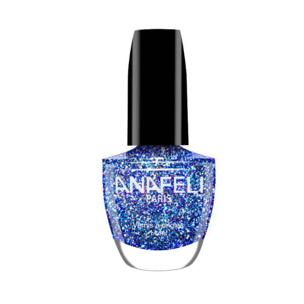 Vernis à ongles pailleté bleu roi – Anafeli Paris 14ml finition scintillante