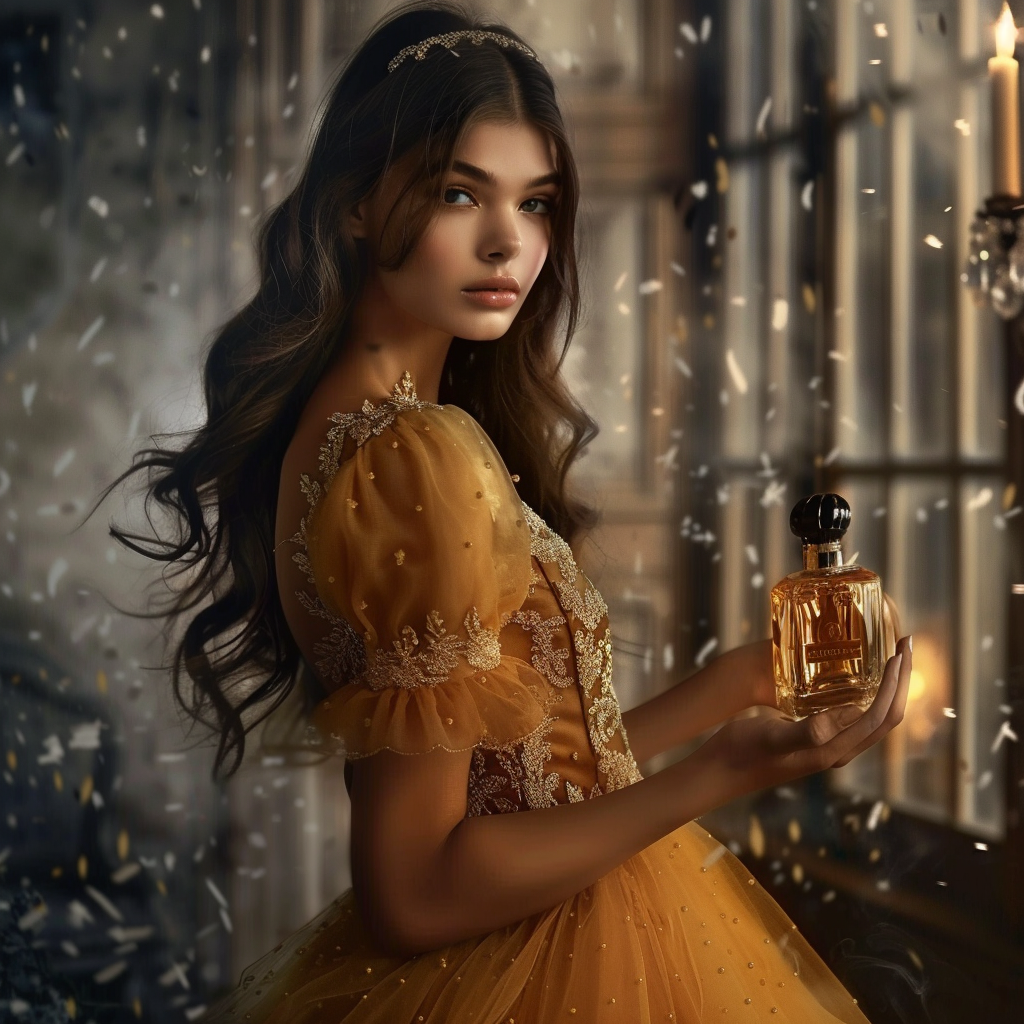 femme tenant un parfum
